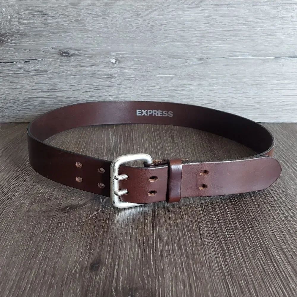 Express Double Prong Brown Leather Belt Size Medium